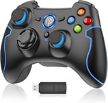 Manette Sans Fil Pour Pc Steam Ps3, Manette Pc,Manette Ps3,Gamepad Joystick Pc Ps3,2.4g Wireless Manette De Jeu Pour Pc Windows Xp-7-8-10-11,Steam,Android Tv Box,Tesla,Ps3,Noir Bleu