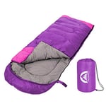 SWTMERRY- Sac de Couchage 4 Saisons (été, Printemps, Automne, Hiver) Temps Chaud et Froid - léger imperméable, Utilisation intérieure et extérieure pour Les Enfants Adultes randonnée Camping