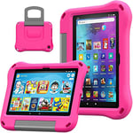 Fire HD 8 Tablet Case for Kids, Amazon Kindle Fire HD 8 & 8 Plus Tablet (2024/2022/2020 Release,12th/10th Generation) Ubearkk Shock-Proof Protective Back Cover Cases with Foldable Stand Holder,Pink