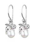 Elli Boucles d'Oreilles Femmes pendentif d'oreilles ange gardien élégant avec Perle de culture d'eau douce en argent sterling 925