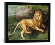 Kunst für Alle 'Encadré Image de Albrecht Dürer Lion, d'art dans Le Cadre de Haute qualité Photos Fait Main, 60 x 40 cm, Noir Mat