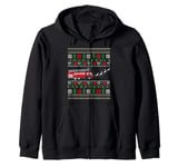 Fire Truck Ugly Sweater Style Firefighter Fireman Christmas Zip Hoodie