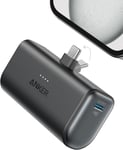 Batterie Externe Nano 5000 Mah 22,5 W, Connecteur Usb-C Pliable Intégré, Compatible Avec Iphone 16/15, Samsung S22/23, Note20/10, Huawei, Ipad Pro/Air, Airpods Et Plus Encore (Noir)