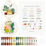 HAND U JOURNEY Get Started with Embroidery Basic Stitch Kit for Beginners with 28 Different Stitches and 2 Plant & Home Themes - Perfect for Craft Lovers!