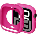 Miimall Protective Case for Apple Watch Series 10 42mm/46mm, Multi-colour iWatch Series 10 Case for Women Men, Anti-Scratch Shockproof Soft TPU Bumper Cover for Apple Watch 10 46mm-Barbie Pink