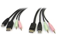 StarTech 4-in-1 USB DisplayPort KVM Switch Cable w/ Audio & Microphone - video- / USB / audio-kabel - 1.8 m