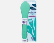 New Green Sistema Reusable Cutlery To Go Set Knives Fork Spoon Case Travel