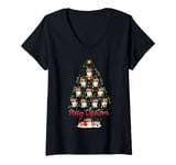 Womens Persian Cat Xmas Lighting Santa Persian Cat Christmas Tree V-Neck T-Shirt