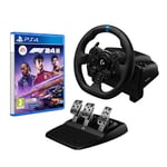 Logitech G G923 Racing Wheel and Pedals, TRUEFORCE up to 1000 Hz Force Feedback, Responsive Driving Design, for PS5, PS4, PC, Mac - Black + EA SPORTS F1 24 Standard Edition PS4 | VideoGame | English