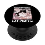 Help Save the Environment: Eat Plastic – A Cute Cat Meme PopSockets Swappable PopGrip