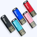 Cle USB 32 Go, Lot de 5 Clé USB 2.0 Flash Drive, Clef USB avec Stockage Disque Mémoire Stick pour Ordinateur, Console de Jeux, PC (Rose, Rouge, Bleu, Noir, Cyan)(Q492)