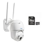 PNI Package Caméra de vidéosurveillance IP65 Live PTZ 5MP, GSM 4G + Carte mémoire MicroSD 128 Go avec Adaptateur SD