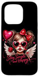 Coque pour iPhone 15 Pro Ailes d'ange « Stay Single And Happy Heart »