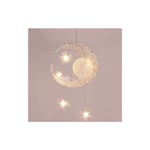 Wottes - led Suspension Luminaire Lune Étoiles Lustre Plafonnier avec 5 Ampoules Éclairage de Décoration pour Chambre Enfants Lumière Blanche Chaude