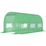Viking Choice - Serre 3,5x2x2 mètres - 7m2 - structure métallique avec feuille pe verte - avec fenêtres moustiquaires