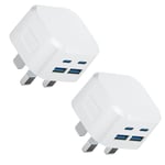 USB C Plug Fast Charge,2 Pack 40W 4-Port Multi USB and Type C Fast Charger Plug Charging for iPhone 16 15 14 13 12 11 Pro Max SE XS XR 10 iPad, Samsung Galaxy,Dual Port USBC Power Adaptor UK Wall Plug