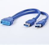 0.25 m Adaptateur usb 3.0 20 broches mâle vers 2 usb mâle pour ordinateur de bureau, pour Asus P7P55/USB3 Gigabyte Msi Onda, carte mère