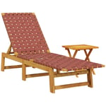 Chaises longues avec table rouge bois d'acacia solide et tissu Vidaxl Rouge
