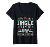 Womens Jingle All The Way Ugly Christmas Sweaters V-Neck T-Shirt