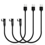 Lot de 3 Cable USB C Coudé 0.5M Cable USB C Charge Rapide et Synchro Cable USB Court 90 Degrés en Nylon Tressé Cable Type C Compatible avec Huawei P40,Galaxy S22 (Noir)