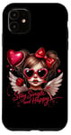 Coque pour iPhone 11 Ailes d'ange « Stay Single And Happy Heart »