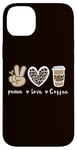 iPhone 14 Plus Cute Leopard Peace Sign Love Coffee Heart For Cafe Lovers Case