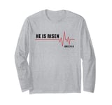 He is Risen – Jesus Heartbeat Pulse Christian Faith EKG Long Sleeve T-Shirt