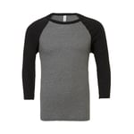 Bella Canvas Unisex 3/4 Sleeve Baseball Tee - T-shirt - Deep Heather/Black - S