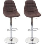 Décoshop26 - 2x tabourets de bar comptoir chaise haute en tissu marron foncé base et cadre en acier chromé