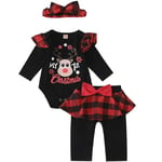 Asmea Vetement Bebe Fille Noel Tenue Noel Bebe Fille Mon Premier Noel Ensemble Bebe Fille Deguisement Noel Bebe Fille Body + Pantalons + Bandeau Nouveau-né Costume Noel Bebe 12-18 Mois