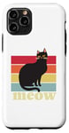 Coque pour iPhone 11 Pro Retro Meow Chat Noir Vintage Kitty Lovers Vintage