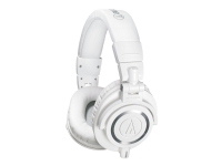 Audio-Technica ATH M50xWH - M Series - hörlurar - fullstorlek - kabelansluten - 3,5 mm kontakt - vit