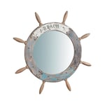 Biscottini Miroir Mural 73 x 73 x 4 cm - Miroir de Barre décoratif en Bois Antique - Miroir Rond Shabby Chic