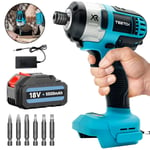 Pilote d'impact, sans fil brushless impact Rig Driver, tournevis électrique avec lampe de travail LED, pilote peigne inversé, batterie 1x 5.5mah et chargeur, compatible avec les batteries Makita