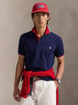 Ralph Lauren Cotton Mesh Polo Shirt, Npt Navy/Rl 2000 Red