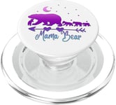 Maman ourson et quatre oursons sur fond blanc ombré bleu sarcelle, violet, rose PopSockets PopGrip pour MagSafe