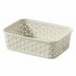 A6 Cream Rattan Effect Storage Basket Tray Small Desk Tidy Office Craft Box