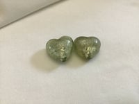 2 Gorgeous 25mm Silver Lined Green Glass Heart Bead Archangel Raphael Focal