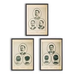 Barba Prints - The Barber & Toilet Instruction Manual, set of 3 with frame