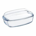 Pyrex Essentials Glass rectangular Casserole high resistance & Lid 4.3L Clear