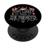 Most Likely to Peek at the Presents for boys girls toddlers PopSockets PopGrip Adhésif