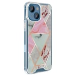 Marble Case for iPhone 13 Mini Hybrid with Reinforced Corners pink