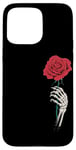 Coque pour iPhone 15 Pro Max Main squelette rose rouge fleur esthétique fleur rouge Saint-Valentin