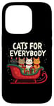 Coque pour iPhone 14 Pro Chats mignons pour tout le monde Scène de traîneau de Noël festive