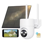 SEHMUA 3G/4G LTE Camera Surveillance Exterieure sans Fil, Camera Solaire 4G avec Carte Sim, Détection Humaine PIR et Alarmes de Zones Personnalisées, Étanchéité IP66