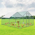 Einfeben - Poulailler xxl Enclos d'extérieur beaucoup d'espace pour poules, lapins et autres petits animaux, cadre en acier 3 x 4 x 2 m