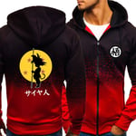 Sweat-Shirt Homme Sweats à Capuche Zippés - Goku Casual Cardigan à Manches Longue Hauts Printemps et Automne Veste de Pull de Couleur Dégradée - Cadeau Ado，Rouge，XL