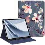 FINTIE Coque pour iPad Air 13 Pouces 2024 M2 - [Rangement de Stylet] Housse Folio Multipositions avec Poche de Document Etui Veille/Réveil Automatique, Fleur Hibiscus