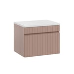 Meuble sous-vasque 60cm plan de toilette Zelie Rose et Blanc