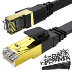 Ethernet Cable 20M Cat 8 Alaser Flat Network Internet Lan Patch Cable High Speed 40Gbps 2000Mhz Gigabit SSTP RJ45 Gold Plated Connector for Router Modem Switch Xbox Laptop PS4 Gaming TV Box